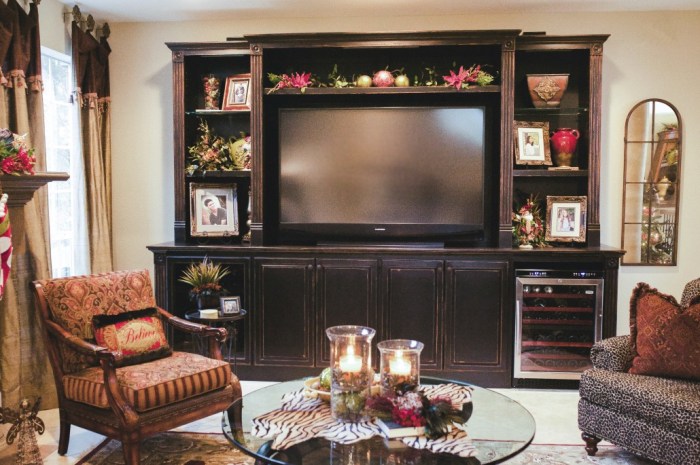 Christmas decor entertainment center