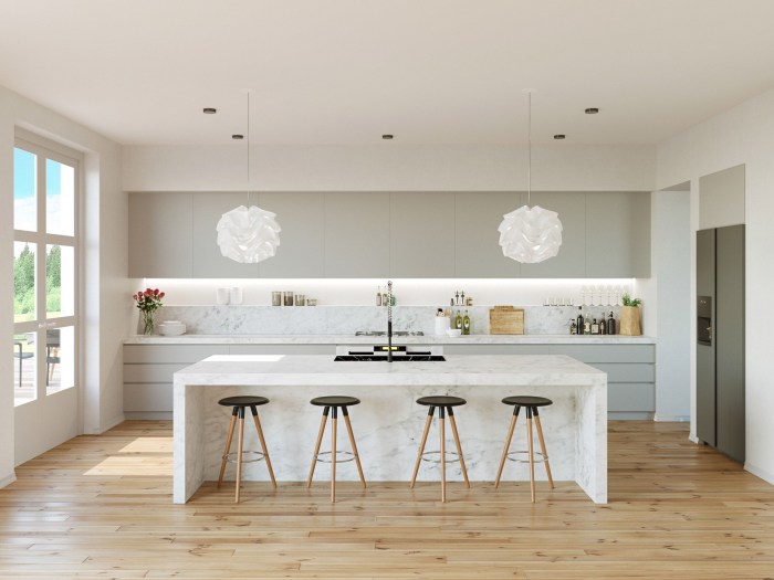 Gray and white kitchen decor