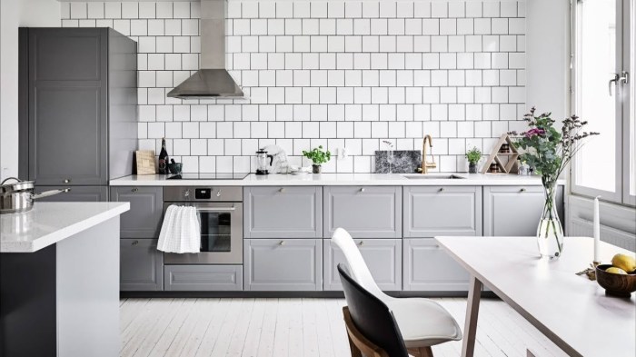 Gray and white kitchen decor