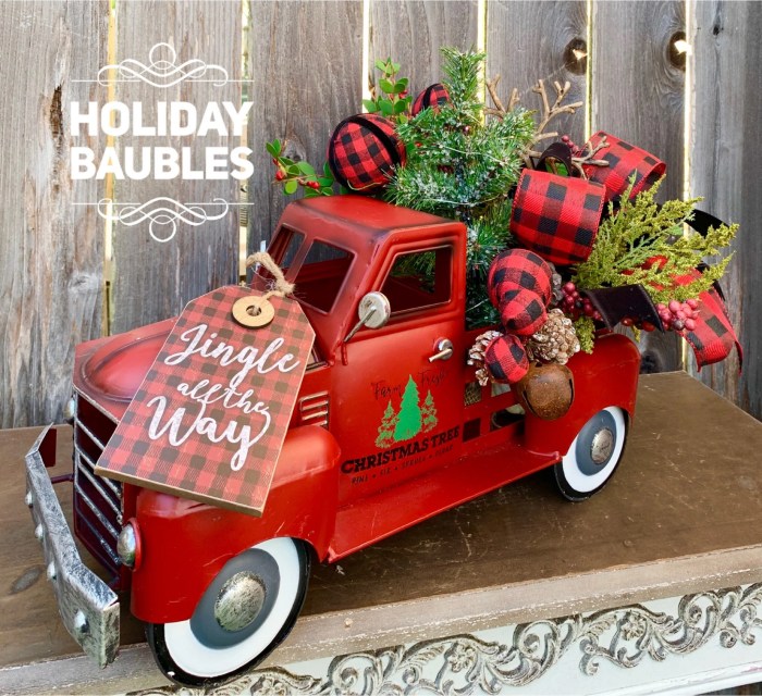 Red truck christmas decor