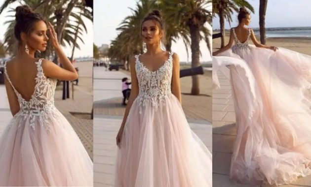 Blush Wedding Dress with Bridesmaids