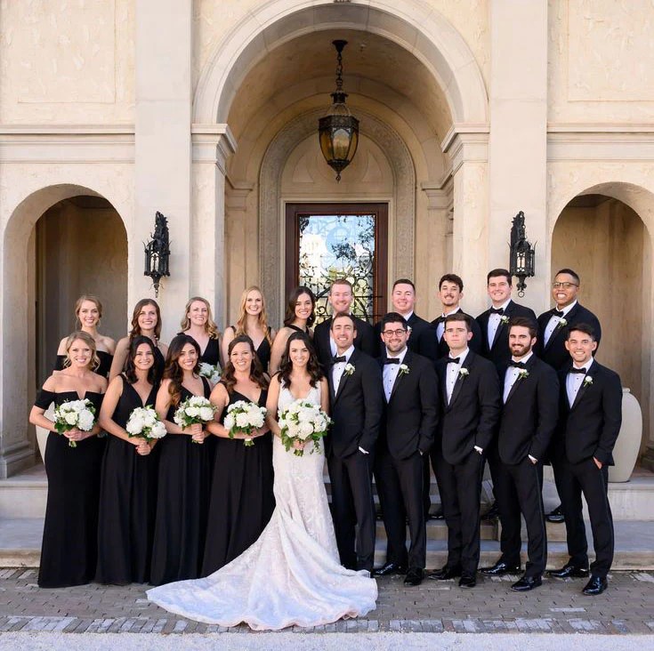 Black dress black tie wedding