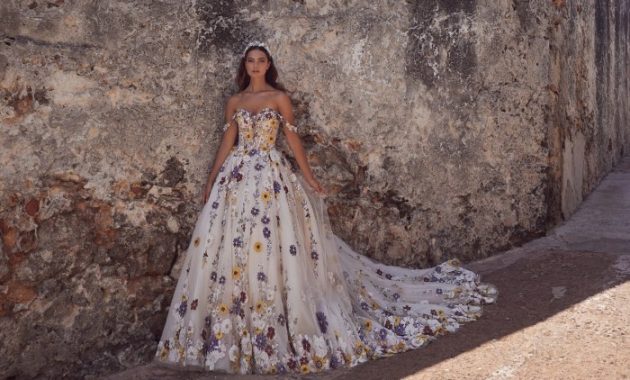 Colourful Embroidered Wedding Dress Designs