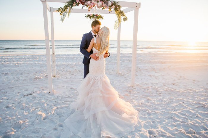 Yellow dress beach wedding