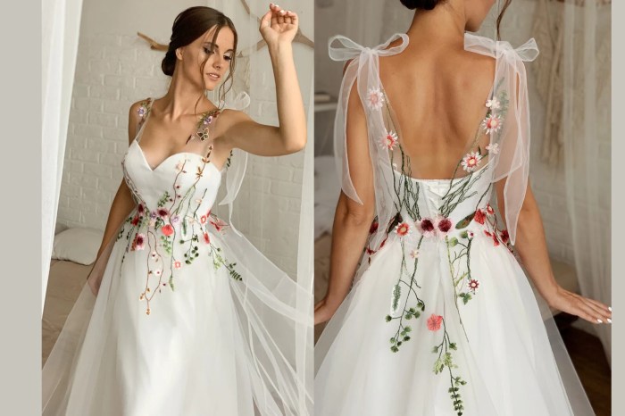 Colourful embroidered wedding dress