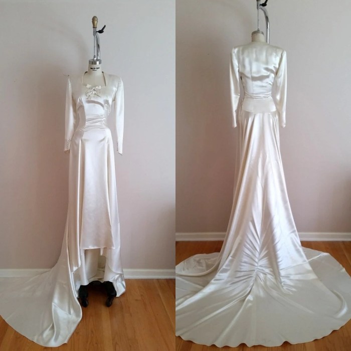 Cream satin wedding dress