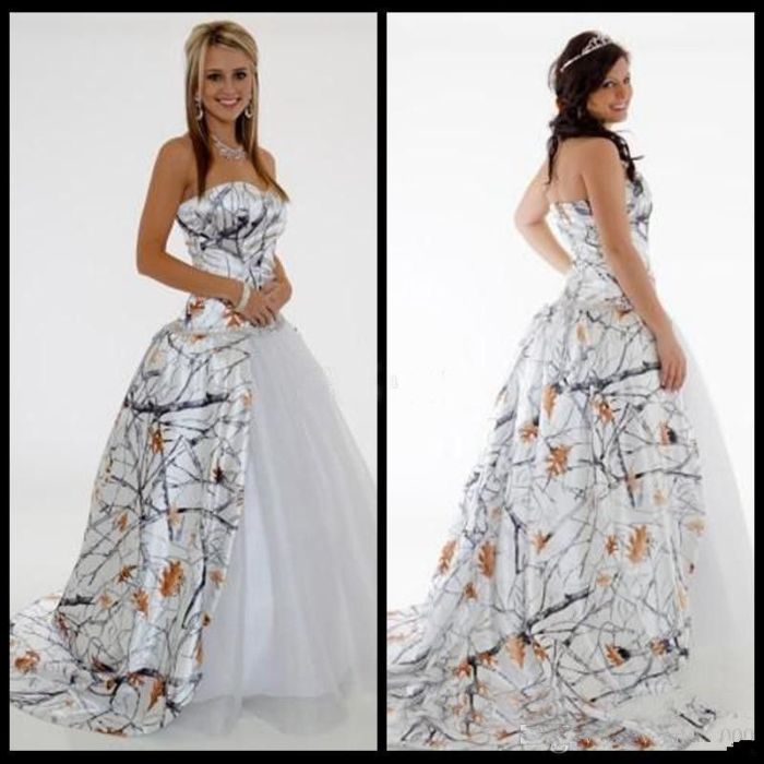 White camo wedding dresses